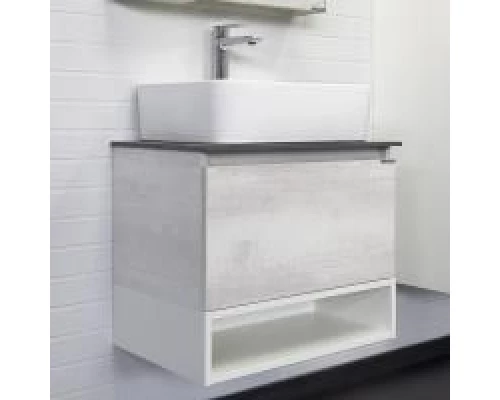 Тумба-умывальник Comforty Прага-60 дуб белый с графитовой столешницей с раковиной Comforty PZ-6068