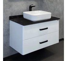 Тумба-умывальник "Амстердам-95" белая со столеш. под мрамор Калакатта Блэк с рак. COMFORTY T-Y9378