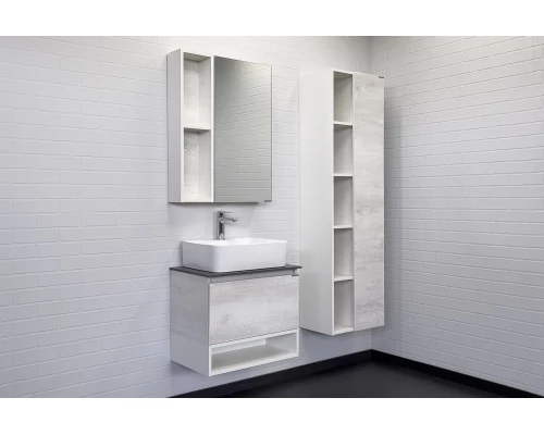 Тумба-умывальник Comforty Прага-60 дуб белый с графитовой столешницей с раковиной Comforty PZ-6068