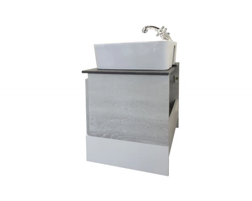 Тумба-умывальник Comforty Прага-60 дуб белый с графитовой столешницей с раковиной Comforty PZ-6068