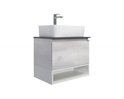 Тумба-умывальник Comforty Прага-60 дуб белый с графитовой столешницей с раковиной Comforty PZ-6068