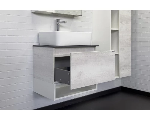 Тумба-умывальник Comforty Прага-60 дуб белый с графитовой столешницей с раковиной Comforty PZ-6068