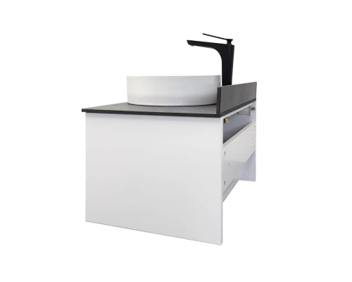 Тумба-умывальник Comforty Марсель-75 белая матовая со столешницей под черный мрамор c раковиной Comforty 9110