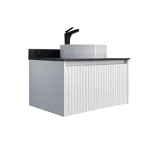 Тумба-умывальник Comforty Марсель-75 белая матовая со столешницей под черный мрамор c раковиной Comforty 9110