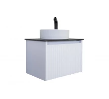 Тумба-умывальник Comforty Марсель-60 белый матовый со столешницей под мрамор Калакатта Блэк c раковиной Comforty 9111