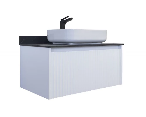 Тумба-умывальник Comforty Марсель-90 белый матовый со столешницей под мрамор Калакатта Блэк c раковиной Comforty T-Y9378
