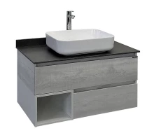 Тумба-умывальник Comforty Прага-90 дуб белый с графитовой столешницей с раковиной Comforty T-Y9378