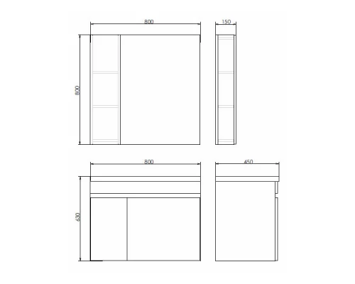 Зеркало-шкаф Comforty Осло-80 бетон светлый