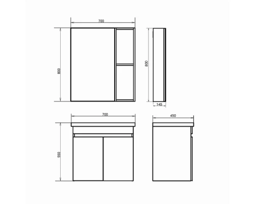 Тумба-умывальник подвесная Comforty Осло-70ПД бетон светлый с раковиной COMO 70