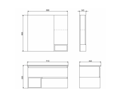 COMFORTY. Зеркало-шкаф "Турин-90" дуб бежевый
