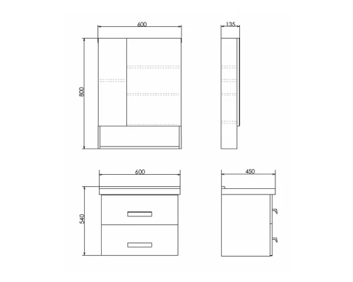 COMFORTY. Тумба-умывальник "Парма-60" дуб дымчатый с раковиной "Миранда 60"