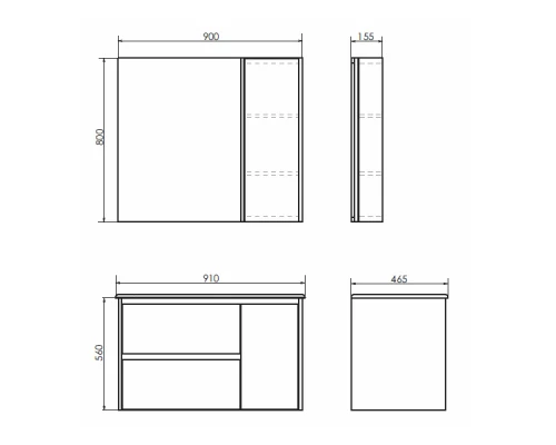 COMFORTY. Зеркало-шкаф "Бремен-90" дуб белый