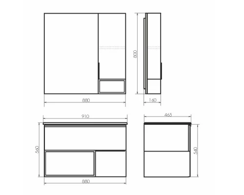 COMFORTY. Зеркало-шкаф "Франкфурт-90" бетон светлый