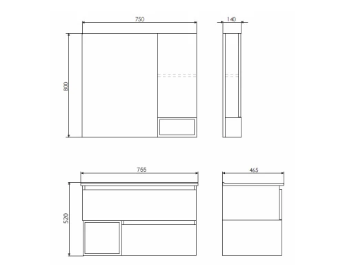 COMFORTY. Тумба-умывальник "Турин-75М" дуб бежевый с раковиной COMFORTY 75E