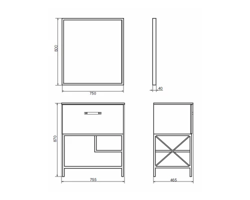 COMFORTY. Тумба-умывальник "Бредфорд-75" дуб темный с раковиной COMFORTY 75E черная матовая