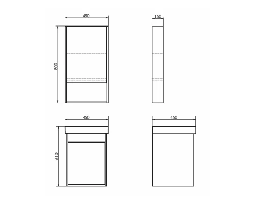 COMFORTY. Тумба-умывальник "Вена-45" дуб дымчатый с раковиной Адриана 45