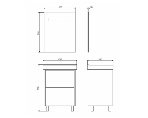 COMFORTY. Тумба-умывальник "Дублин-60" белый глянец с раковиной COMFORTY 8056