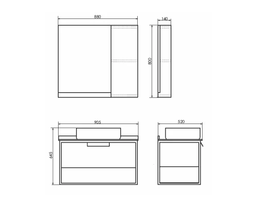 COMFORTY. Зеркало-шкаф "Кёльн-90" дуб темный