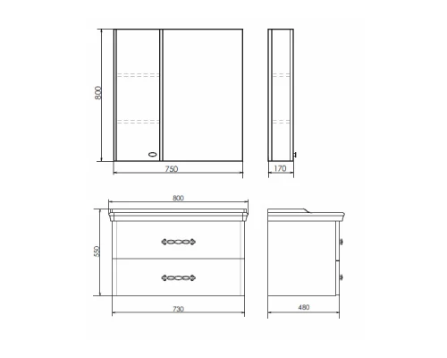 COMFORTY. Зеркало-шкаф "Неаполь-80" белый глянец