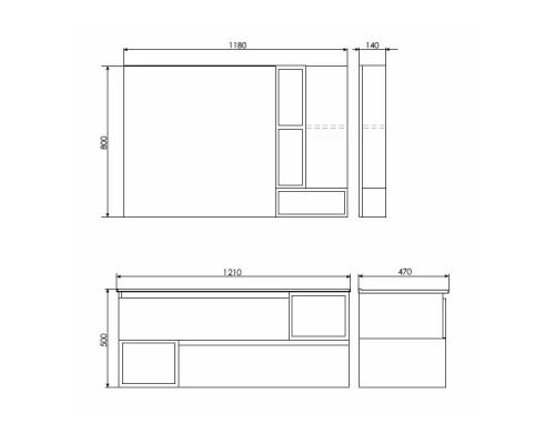 COMFORTY. Зеркало-шкаф "Турин-120" дуб бежевый