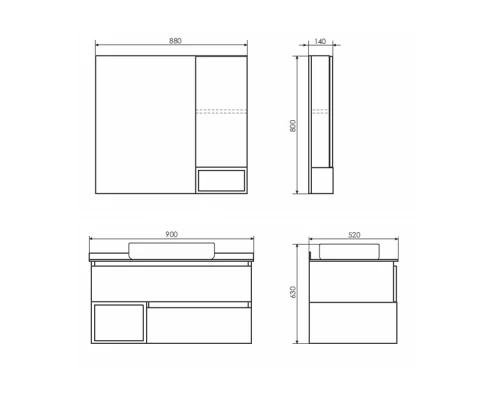 Тумба-умывальник Comforty Прага-90 дуб белый с графитовой столешницей с раковиной Comforty T-Y9378
