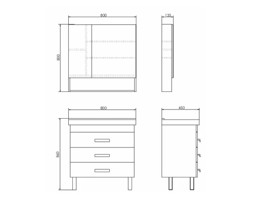 COMFORTY. Зеркало-шкаф "Никосия-80" дуб белый