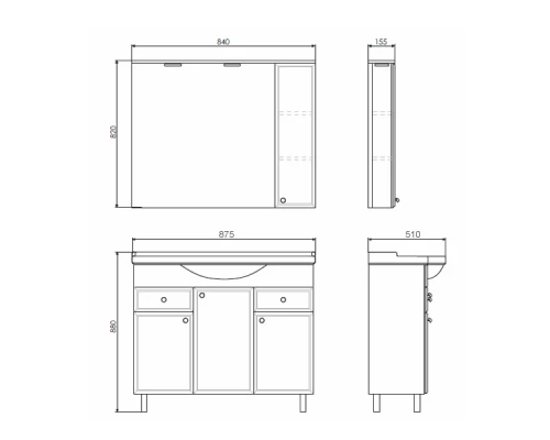 COMFORTY. Тумба-умывальник "Сочи-85" белый глянец с раковиной Сенеж 87