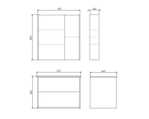 COMFORTY. Тумба-умывальник "Женева-75" дуб белый с раковиной COMFORTY 75E
