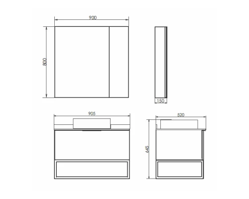 Зеркало-шкаф Comforty Порто-90 дуб темно-коричневый