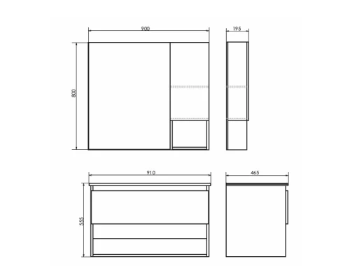COMFORTY. Зеркало-шкаф "Бордо-90" дуб темно-коричневый