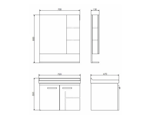 COMFORTY. Зеркало-шкаф "Рига-70" дуб сонома