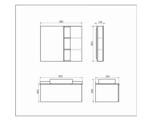 COMFORTY. Тумба-умывальник "Милан-90" белый глянец со столешницей под мрамор Калакатта Блэк с раковиной COMFORTY T-Y9378