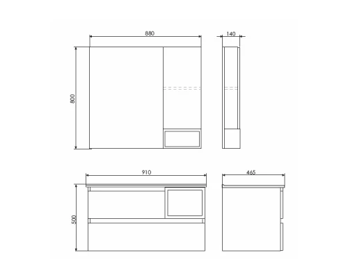 COMFORTY. Тумба-умывальник "Турин-90L" дуб бежевый с раковиной COMFORTY 9090EL