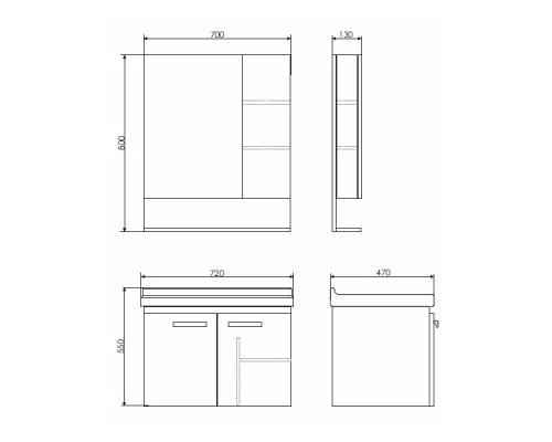 COMFORTY. Тумба-умывальник "Рига-70" дуб сонома с раковиной COMFORTY 9335-70
