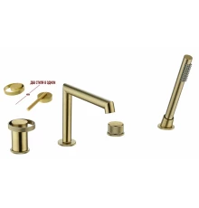 Смеситель на борт ванны от бренда Ganzer на четыре отверстия из латуни GZ19133-S матовое золото