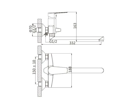 Смеситель для ванны Knotlor KN-13, хром