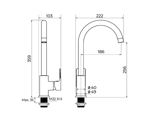 Смеситель для кухни Knotlor KN-31, хром