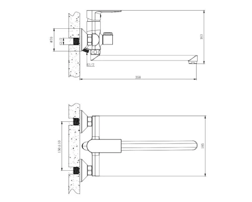 Смеситель для ванны Knotlor KN-33, хром