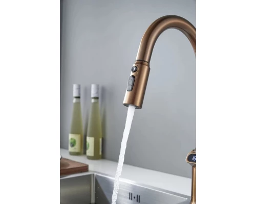Смеситель для кухни с индикатором температуры Knotlor KN-100/RB, бронза