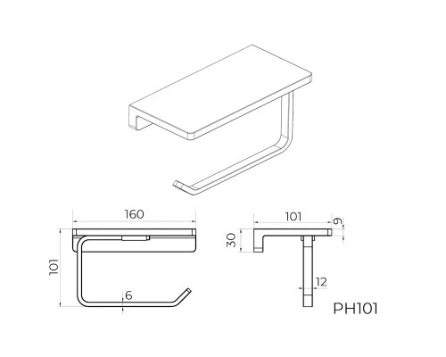 Держатель для туалетной бумаги с полочкой Knotlor PH101RB, бронза