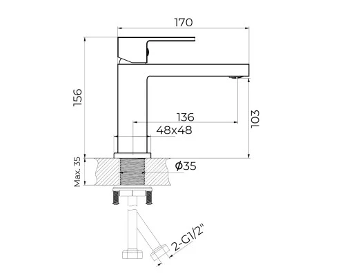Cмеситель для раковины Knotlor KN-20, хром