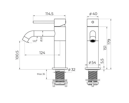 Cмеситель для раковины Knotlor SS-20/BL, черный