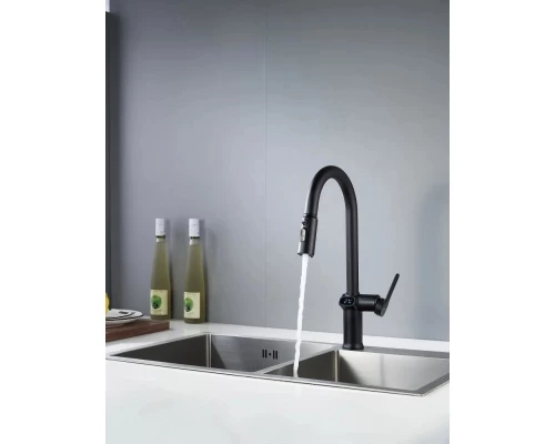Смеситель для кухни с индикатором температуры Knotlor KN-100/BL, черный