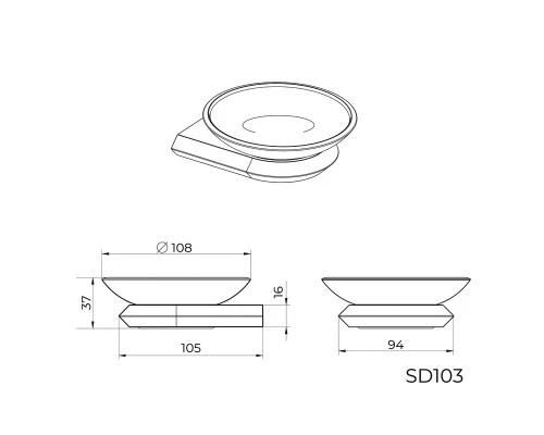Мыльница Knotlor SD103BL, черный