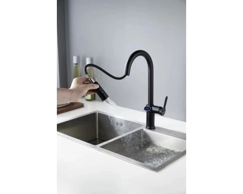 Смеситель для кухни с индикатором температуры Knotlor KN-100/BL, черный