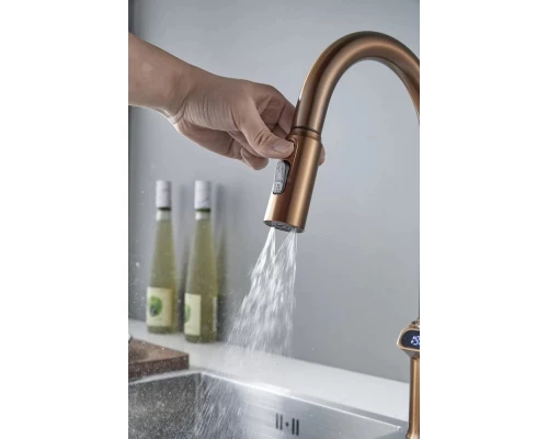 Смеситель для кухни с индикатором температуры Knotlor KN-100/RB, бронза