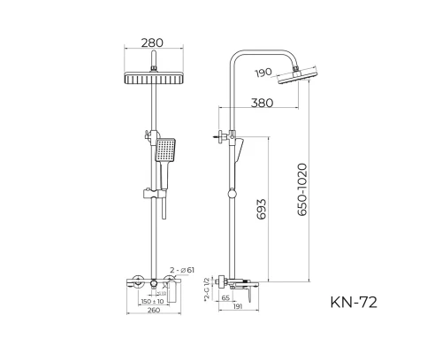 Душевая система Knotlor KN-72, хром