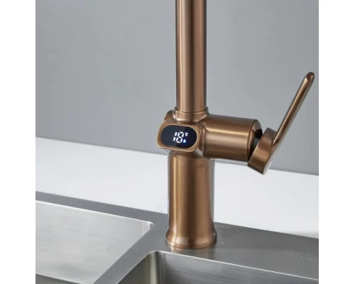Смеситель для кухни с индикатором температуры Knotlor KN-100/RB, бронза