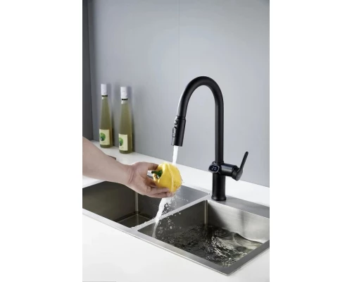 Смеситель для кухни с индикатором температуры Knotlor KN-100/BL, черный