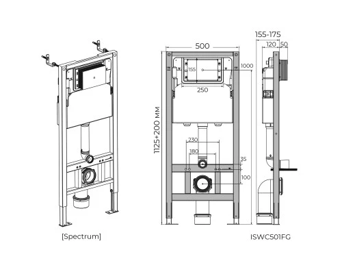 Инсталляция для подвесного унитаза Knotlor ISWC501FG, бирюзовый (серия 2)